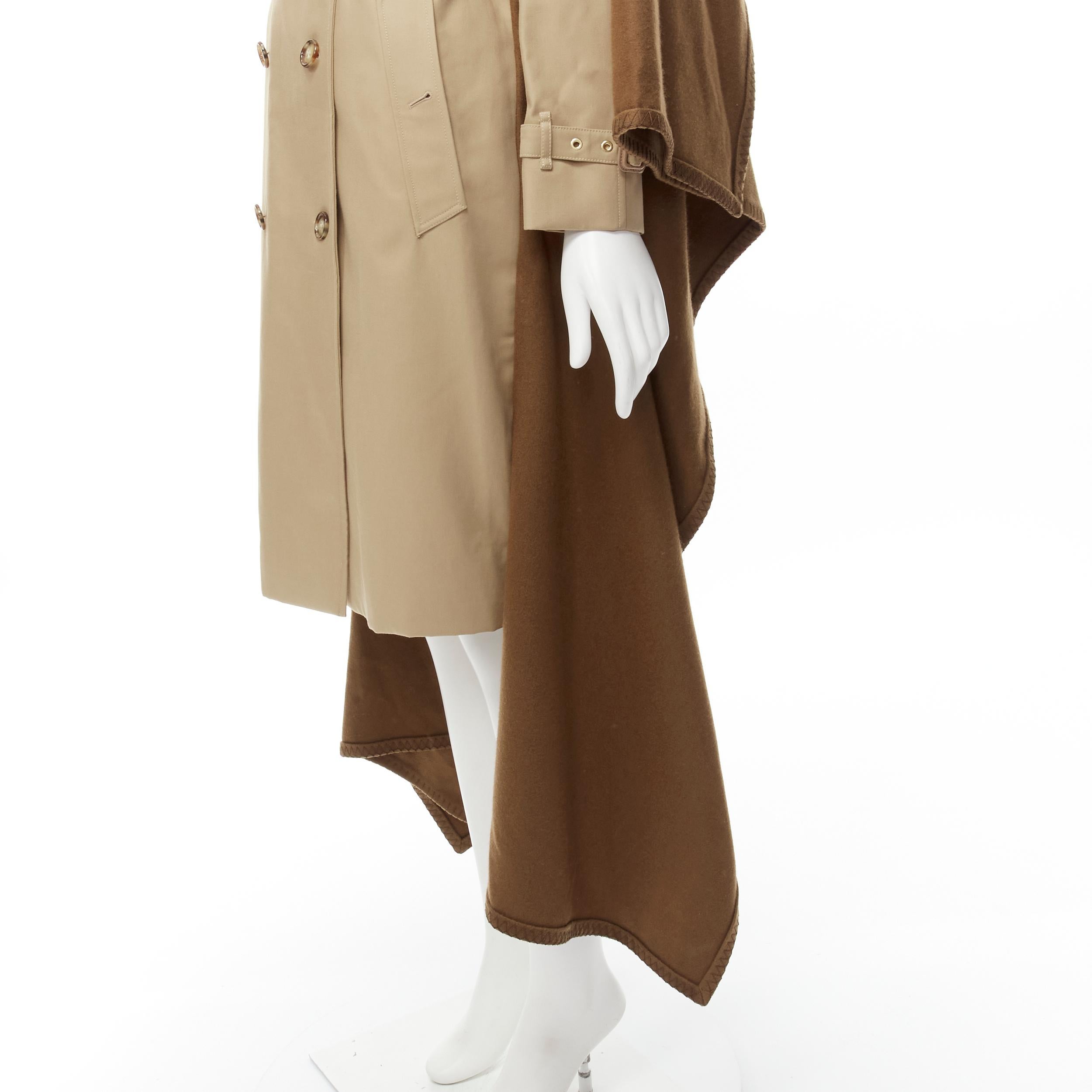 Women's BURBERRY Tisci cashmere logo blanket beige gabardine cotton trench coat UK4 S For Sale