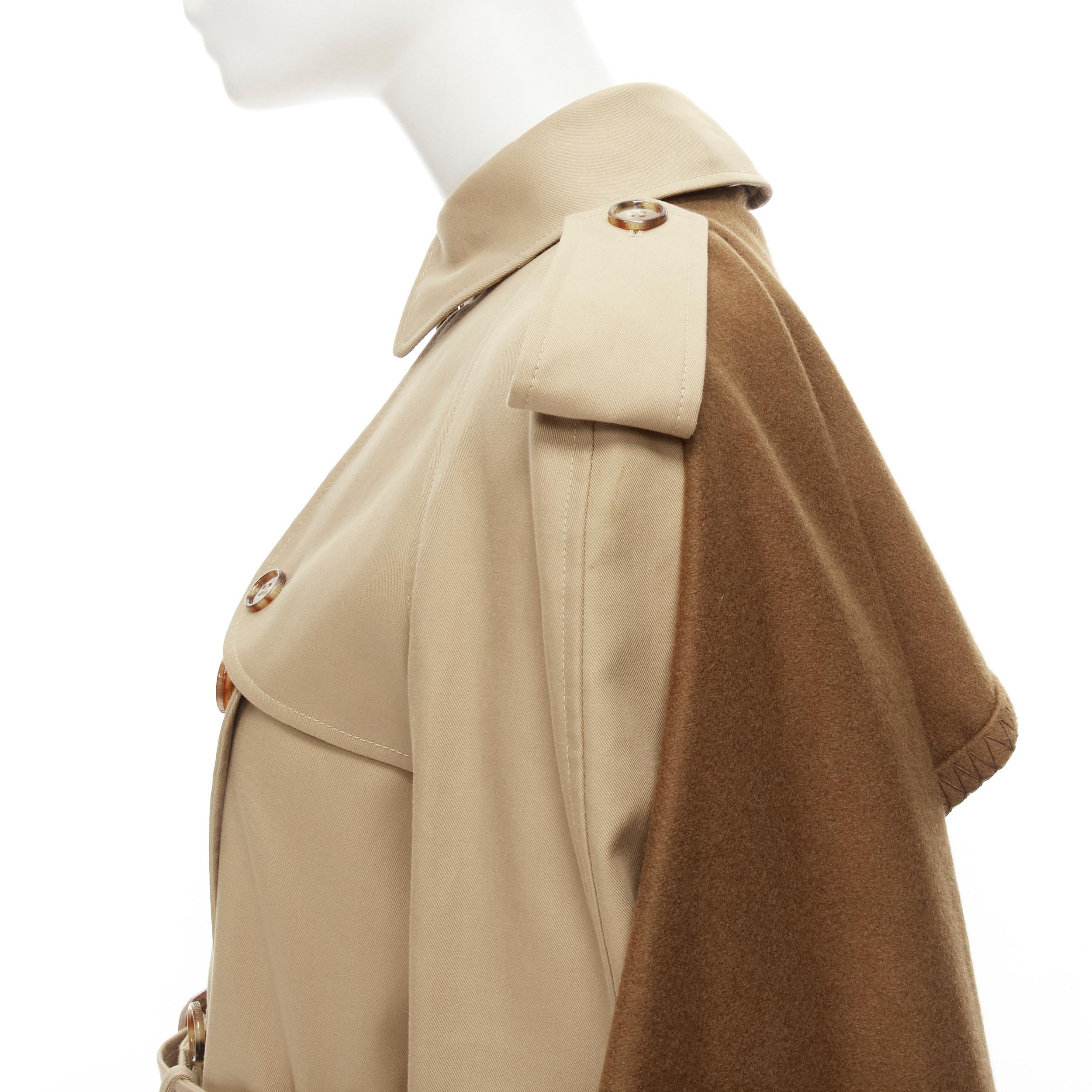 BURBERRY Tisci cashmere logo blanket beige gabardine cotton trench coat UK4 S For Sale 1