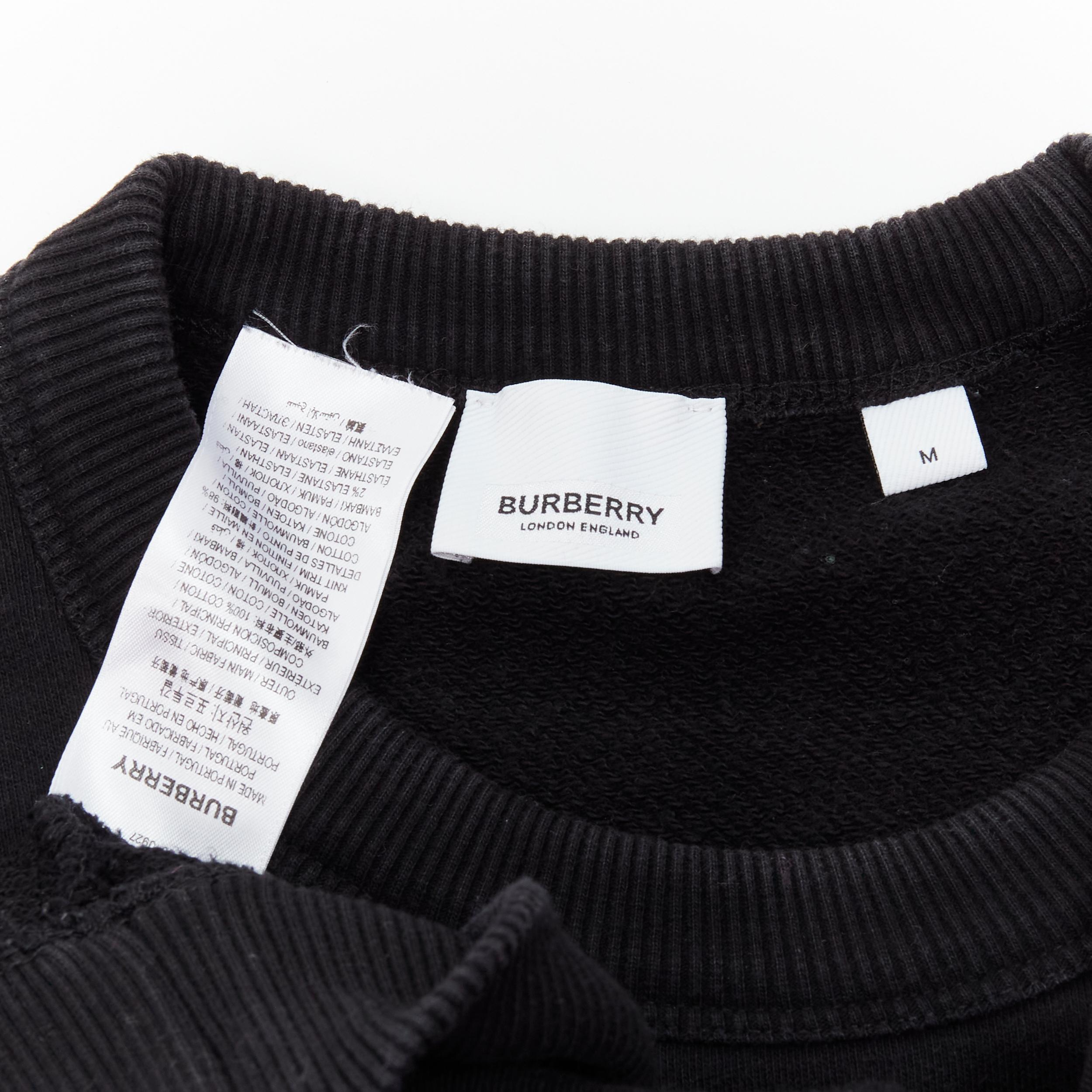 Burberry Tisci KINGDOM logo print black cotton crewneck pullover sweater M en vente 3