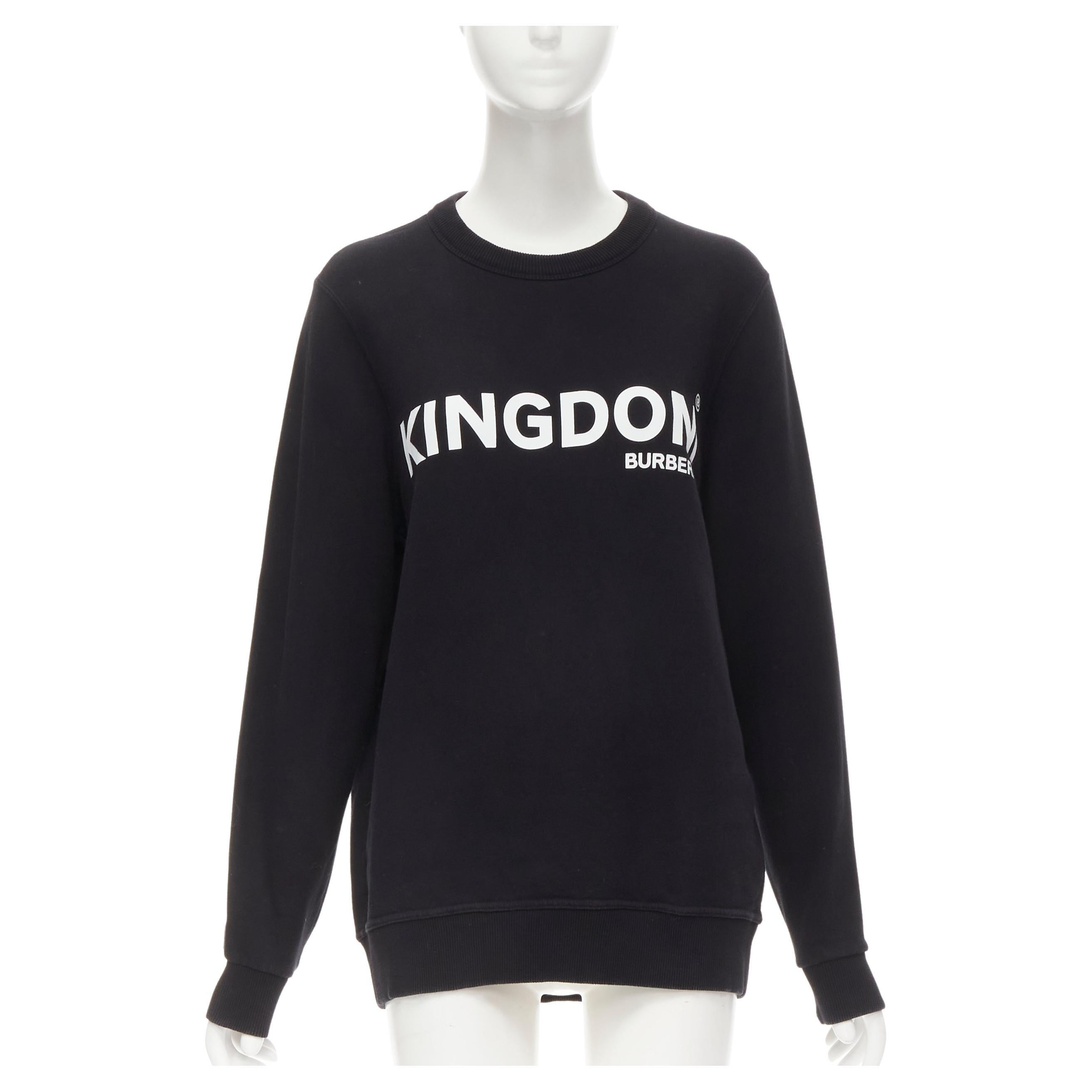 Burberry Tisci KINGDOM logo print black cotton crewneck pullover sweater M en vente