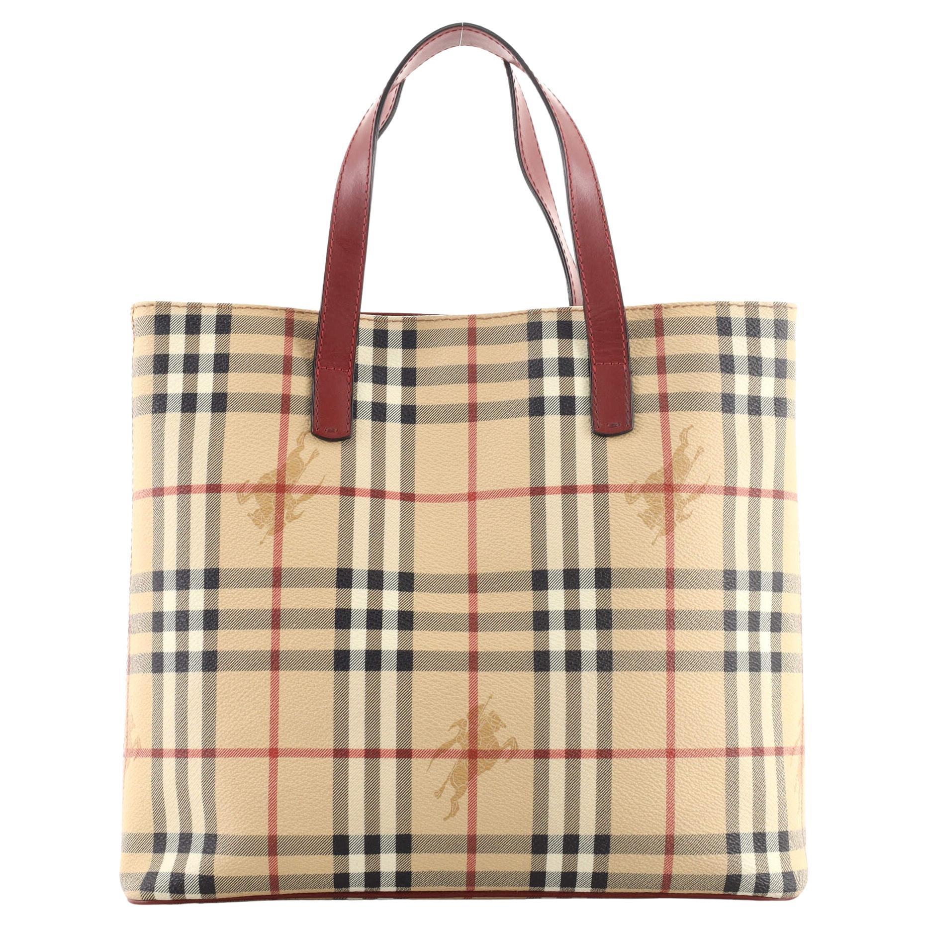 Burberry Top Handle Tote Haymarket Coated Canvas Medium at 1stDibs