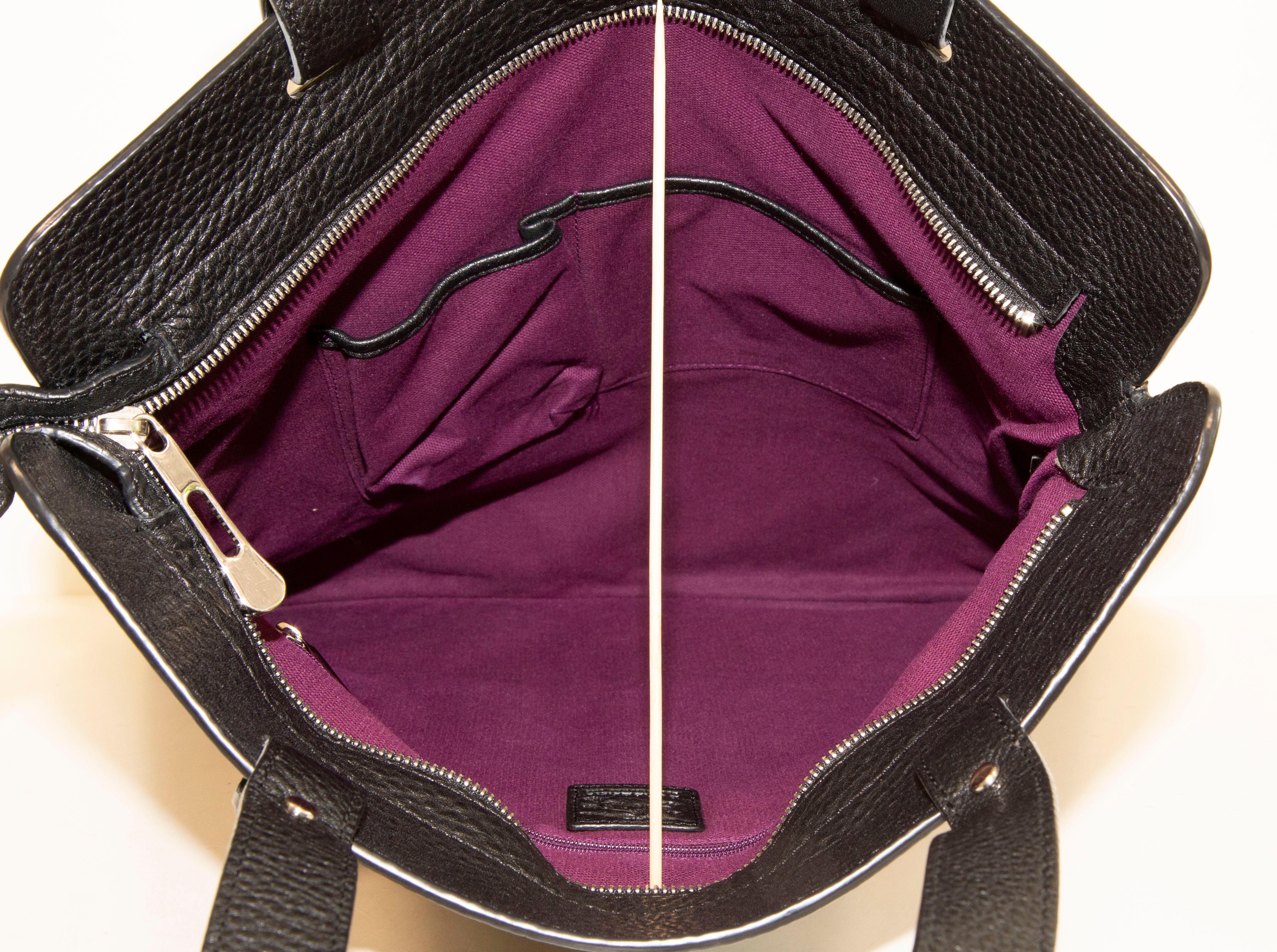 Burberry Tote / Shoulder Bag in Black & White Tartan Canvas 6