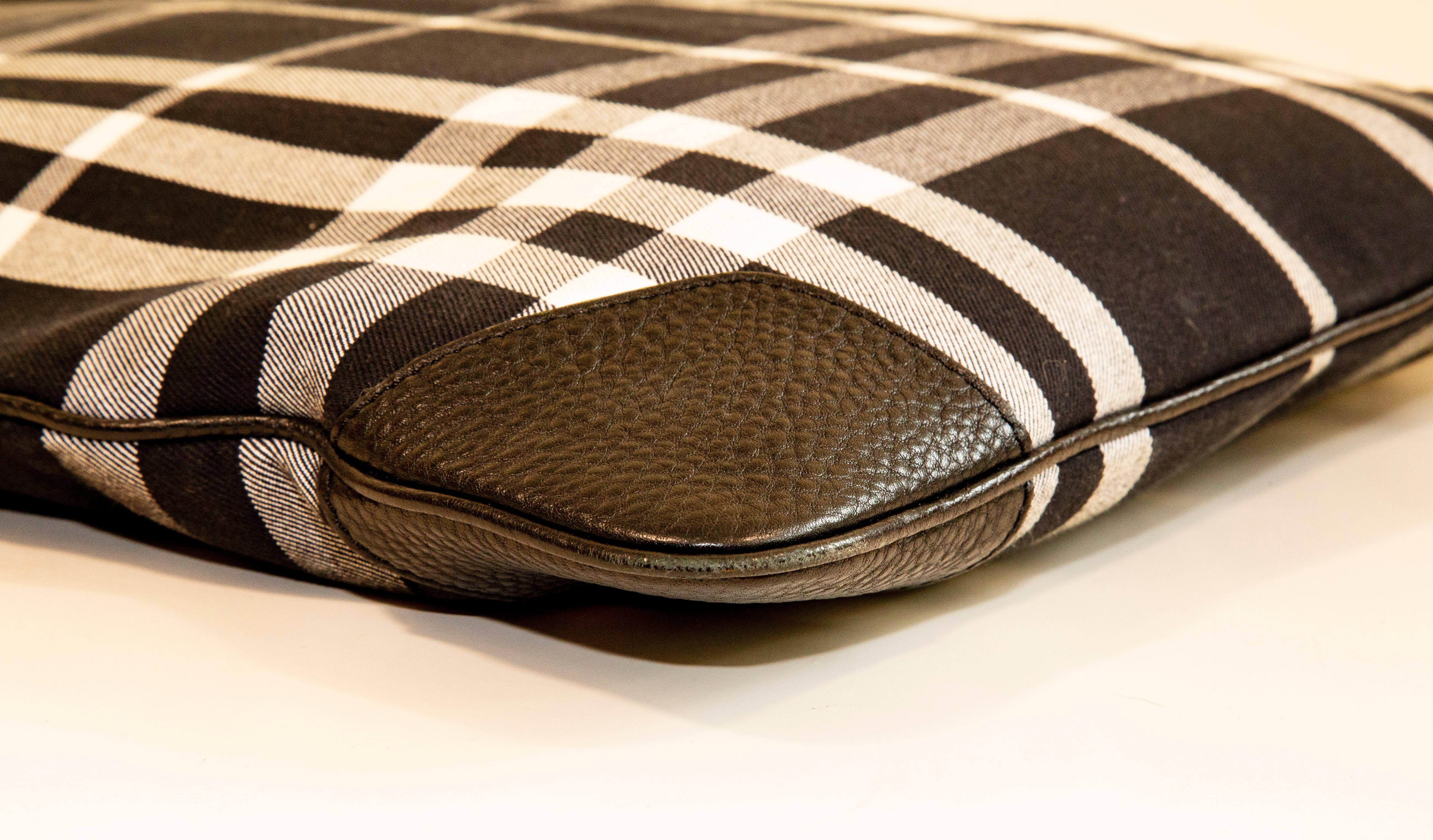 Burberry Tote / Shoulder Bag in Black & White Tartan Canvas 4