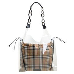 Burberry Transparent/Beige Plastic And Leather Shopper Bag