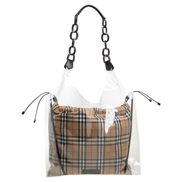 Burberry Transparent/Beige Plastic And Leather Shopper Bag at 1stDibs