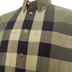 BURBERRY Travis military green oversized vintage House Check boxy cotton shirt M
