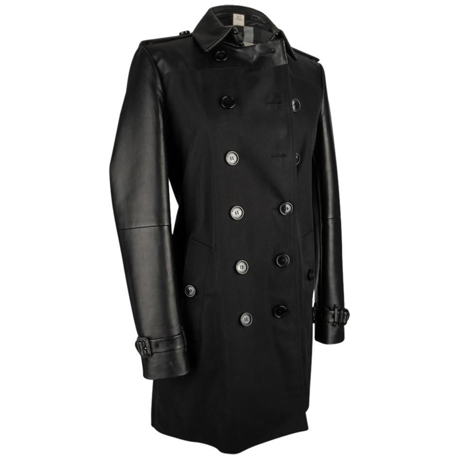 Burberry Trench Coat Black Lambskin Leather and Cotton 8 / 6 at 1stDibs ...