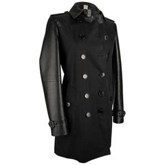 Burberry Trench Coat Black Lambskin Leather and Cotton 8 / 6