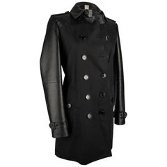 Burberry Trench Coat Black Lambskin Leather and Cotton 8 / 6