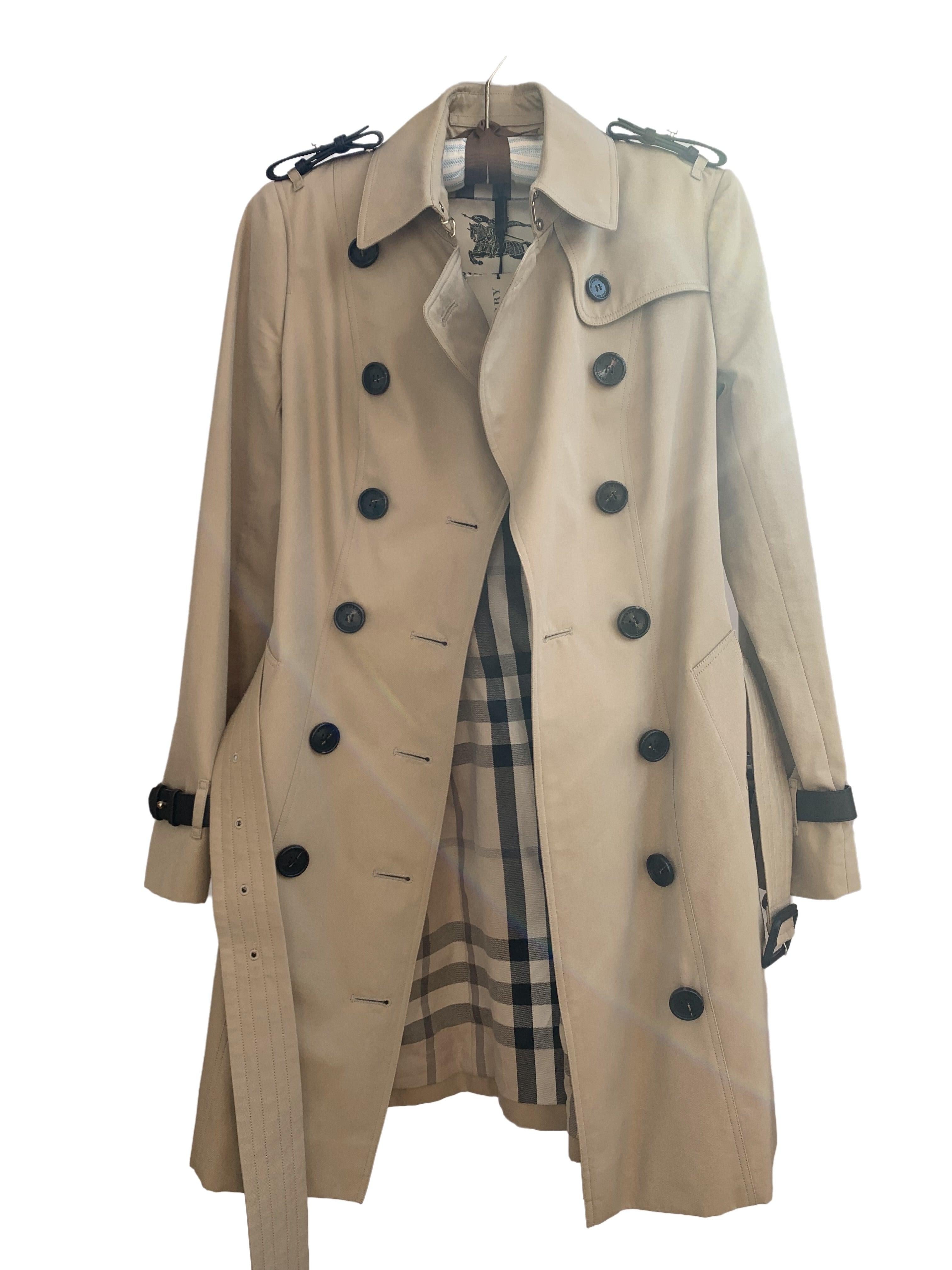 Brown Burberry Trench Coat Chelsea Women's UK 2 Brand New For Sale