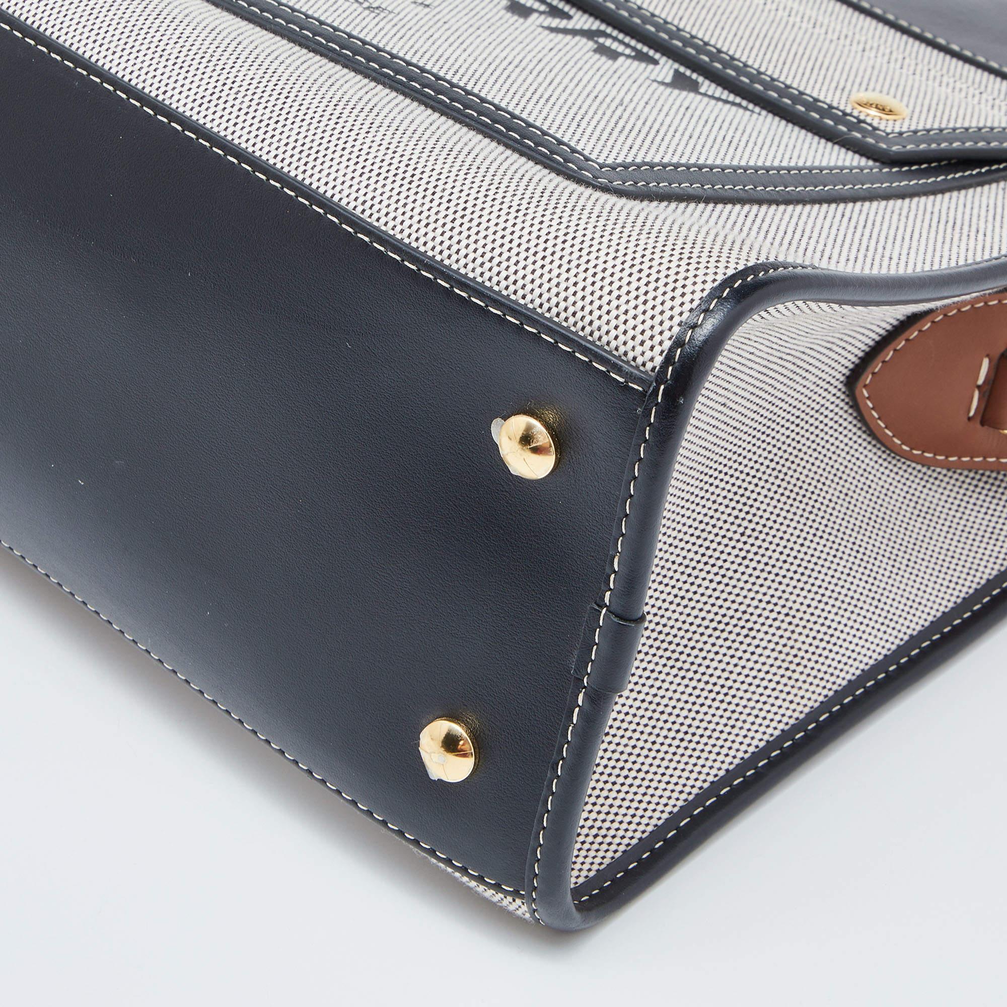 Burberry Tri Color Leather and Canvas Medium Pocket Bag 6