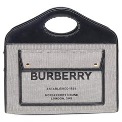 Burberry Tri Color Leather and Canvas Medium Pocket Bag