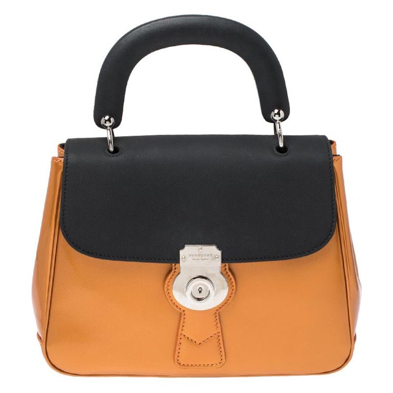Dior Orange Leather Mini Studded Diorama Chain Handbag at
