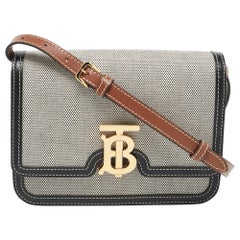 Burberry Tricolor Canvas and Leather Small TB Shoulder Bag