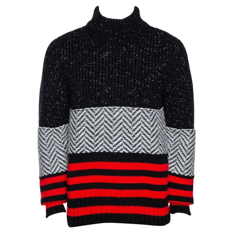 Burberry Tricolor Contrast Knit Sweater at 1stDibs