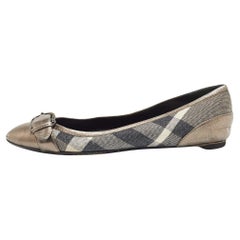 Burberry Tricolor Glitter Nova Check Canvas and Leather Ballet Flats Size 38