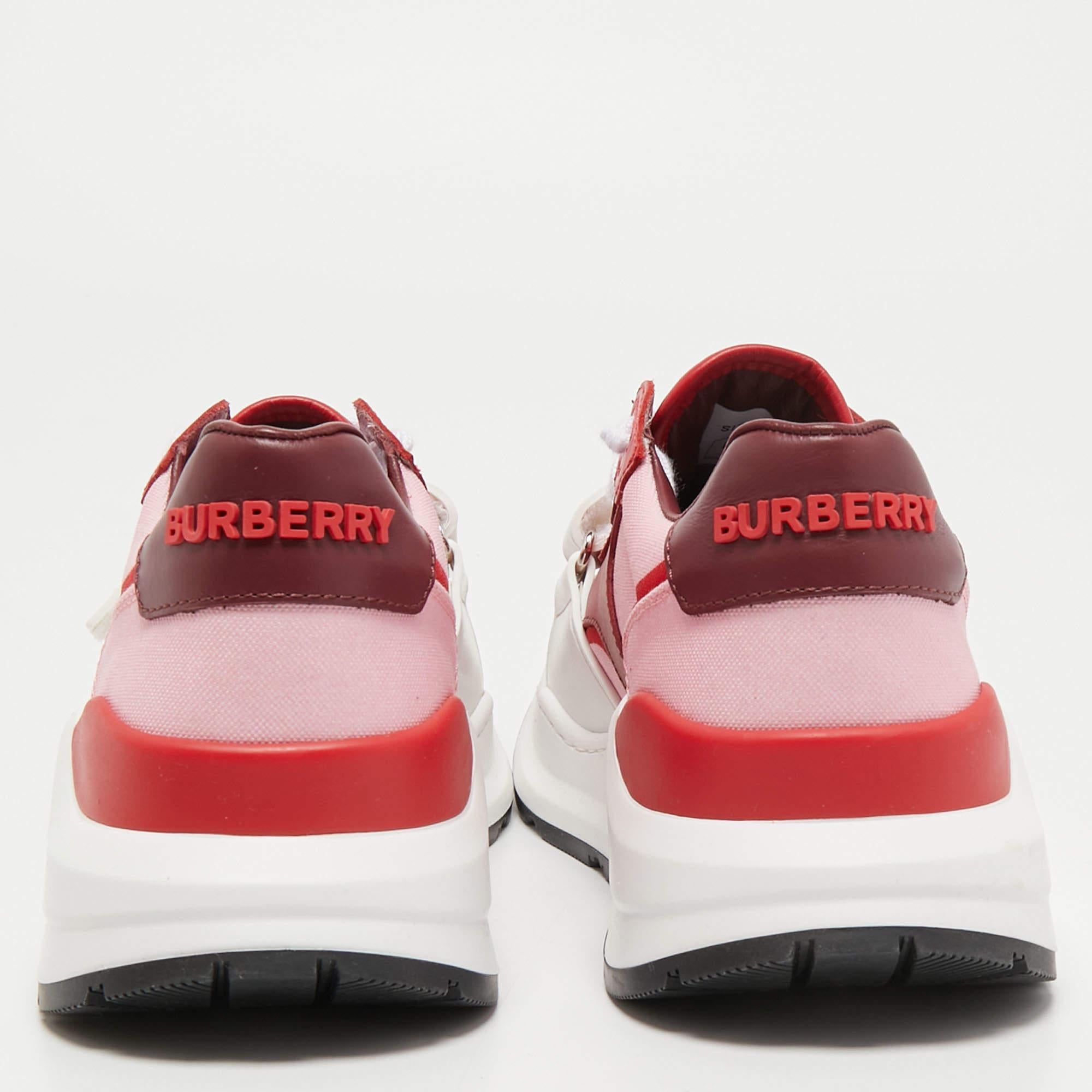 Burberry Tricolor Leather And Canvas Ramsey Low Top Sneakers Size 40 3