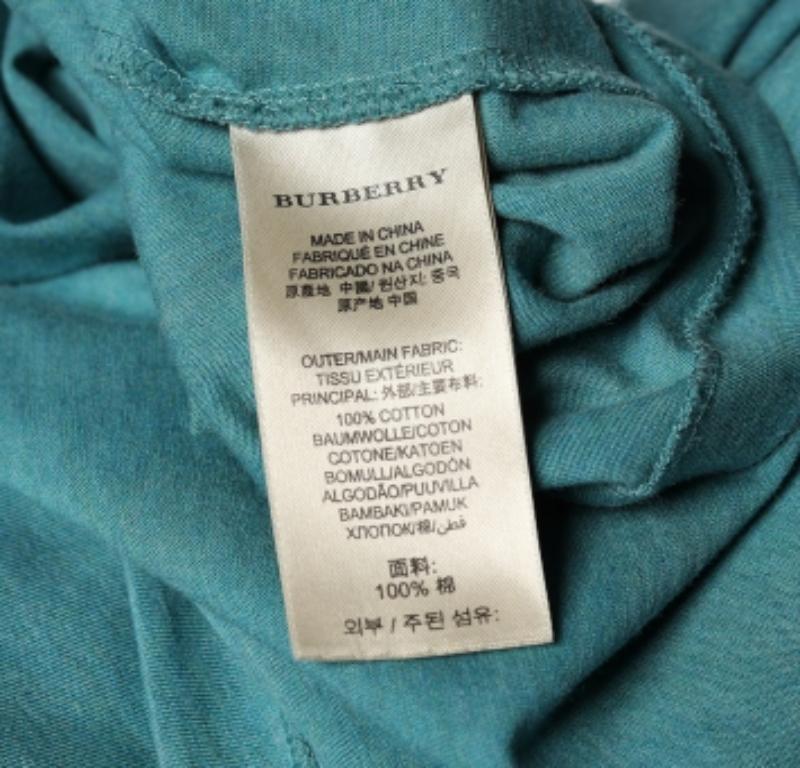 Burberry Turquoise Green Cotton Knit Roundneck T-Shirt XXL For Sale 1