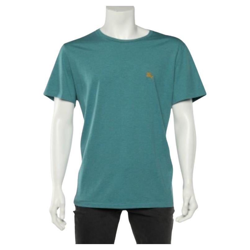 Burberry Turquoise Green Cotton Knit Roundneck T-Shirt XXL For Sale