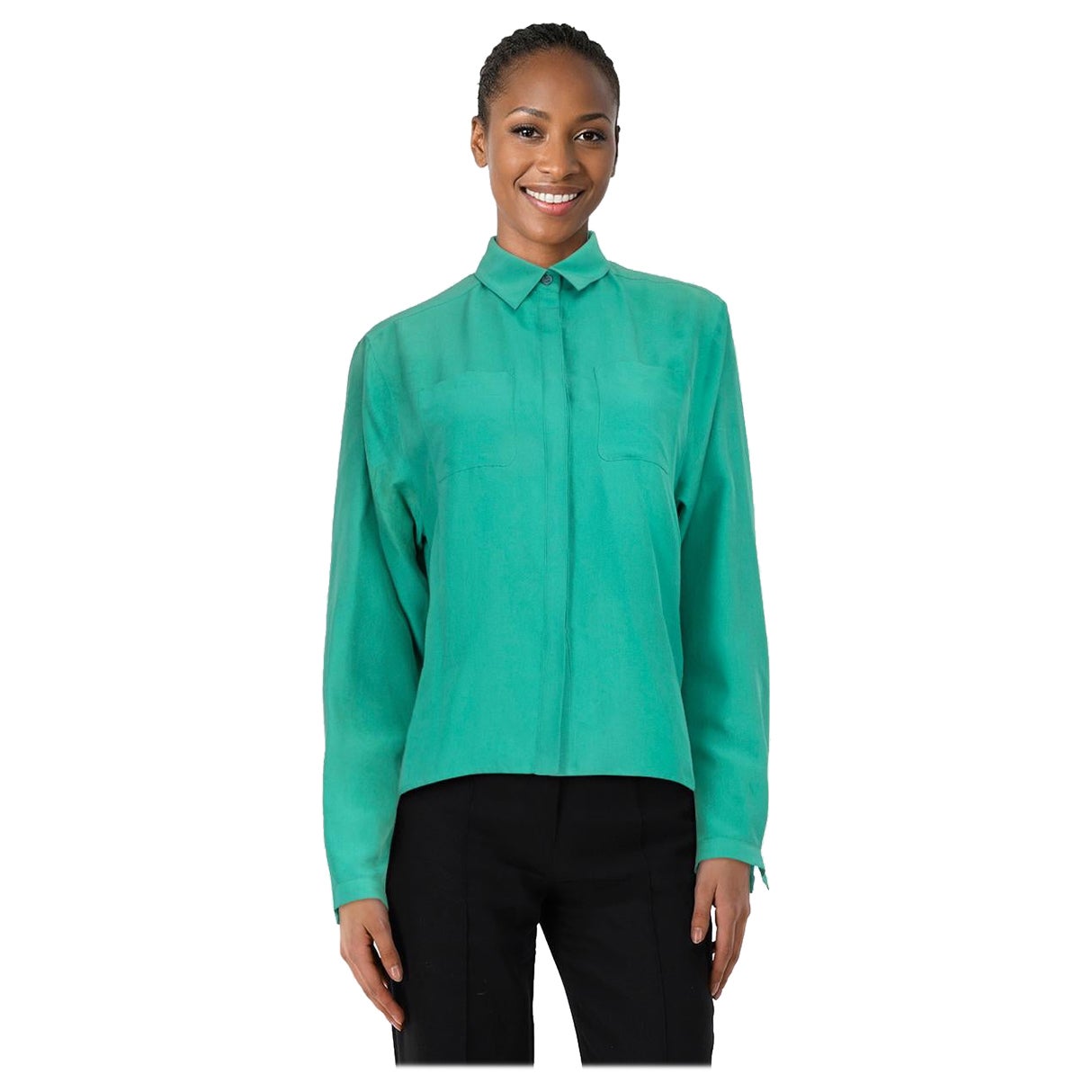Burberry - Camicia a maniche lunghe turchese taglia XS in vendita