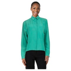 Burberry - Camicia a maniche lunghe turchese taglia XS