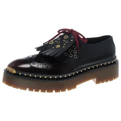 Burberry Two Tone Brogue Leather Bissett Fringe Detail Lace Up Derby Size 40