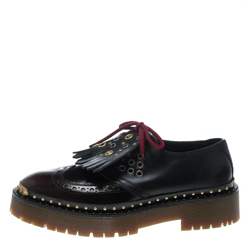 Women's Burberry Two Tone Brogue Leather Bissett Fringe Detail Lace Up Platform Derby Si