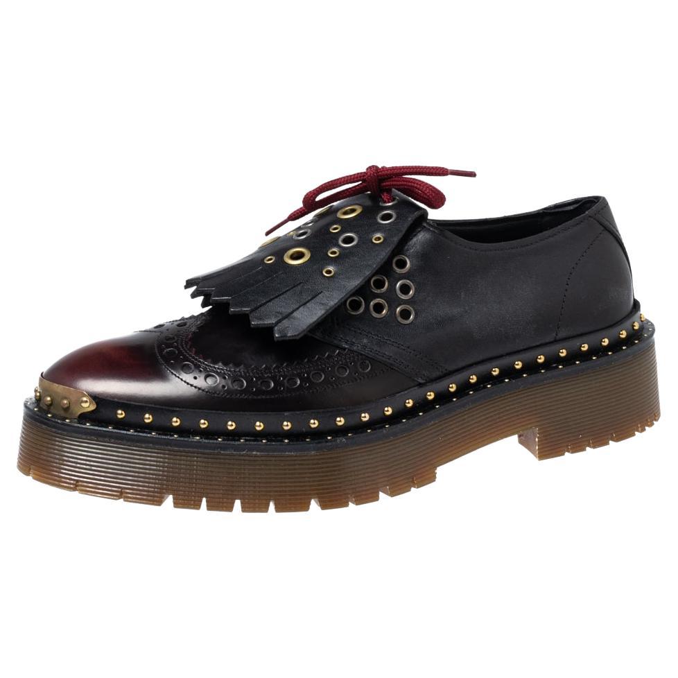 Burberry Two Tone Brogue Leather Bissett Fringe Lace Up Derby Size 40