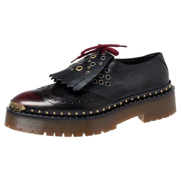 Burberry Two Tone Brogue Leather Bissett Fringe Lace Up Derby Size 40 For  Sale at 1stDibs