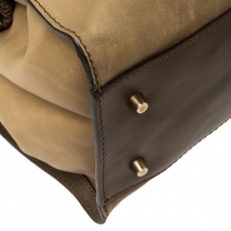Burberry Two Tone Brown Leather Satchel For Sale 6