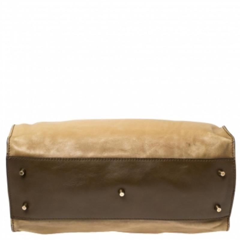 Women's Burberry Two Tone Brown Leather Satchel For Sale