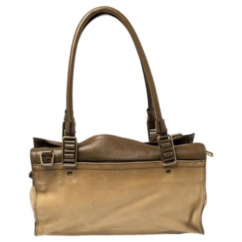Burberry Two Tone Brown Leather Satchel For Sale 1