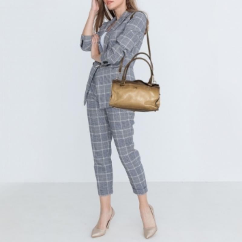 Burberry Two Tone Brown Leather Satchel For Sale 2