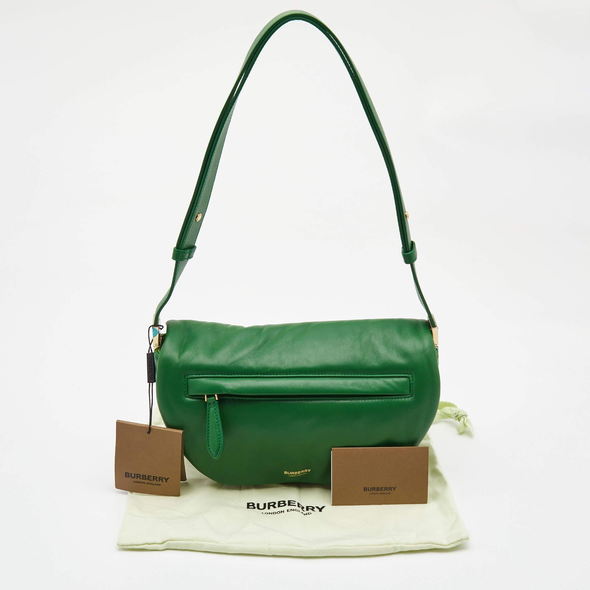 Burberry Two Tone Green Leather Small Olympia Shoulder Bag 5
