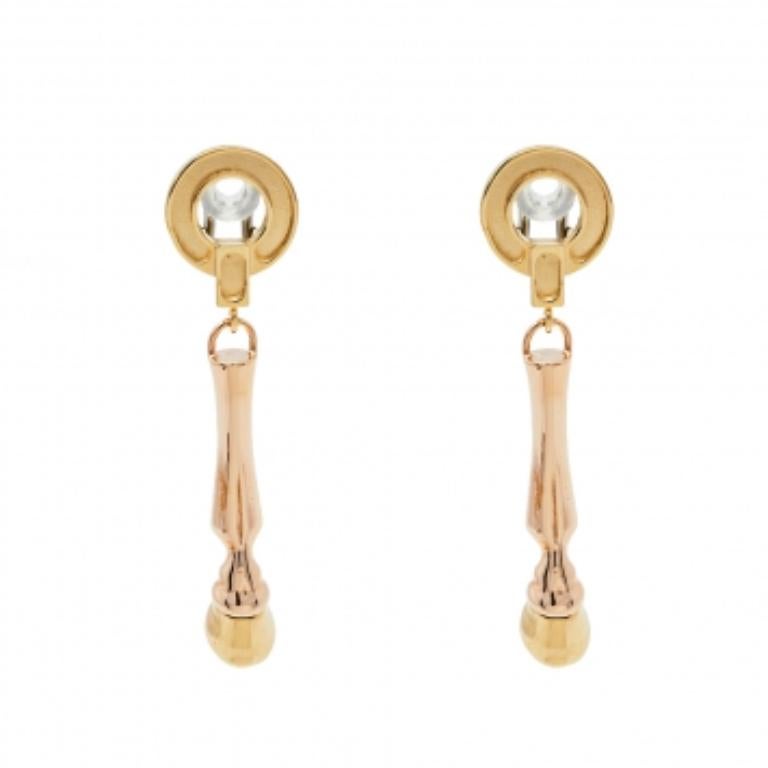 Women's Burberry Two Tone Horse Hoof Drop Clip On Earrings For Sale