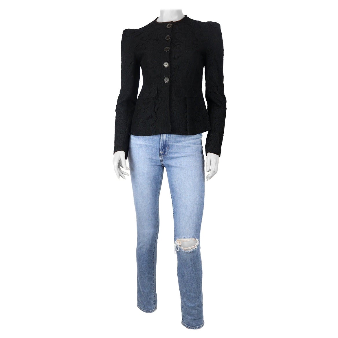 Burberry UK 8 Black Lace Embroidery Vintage Jacket