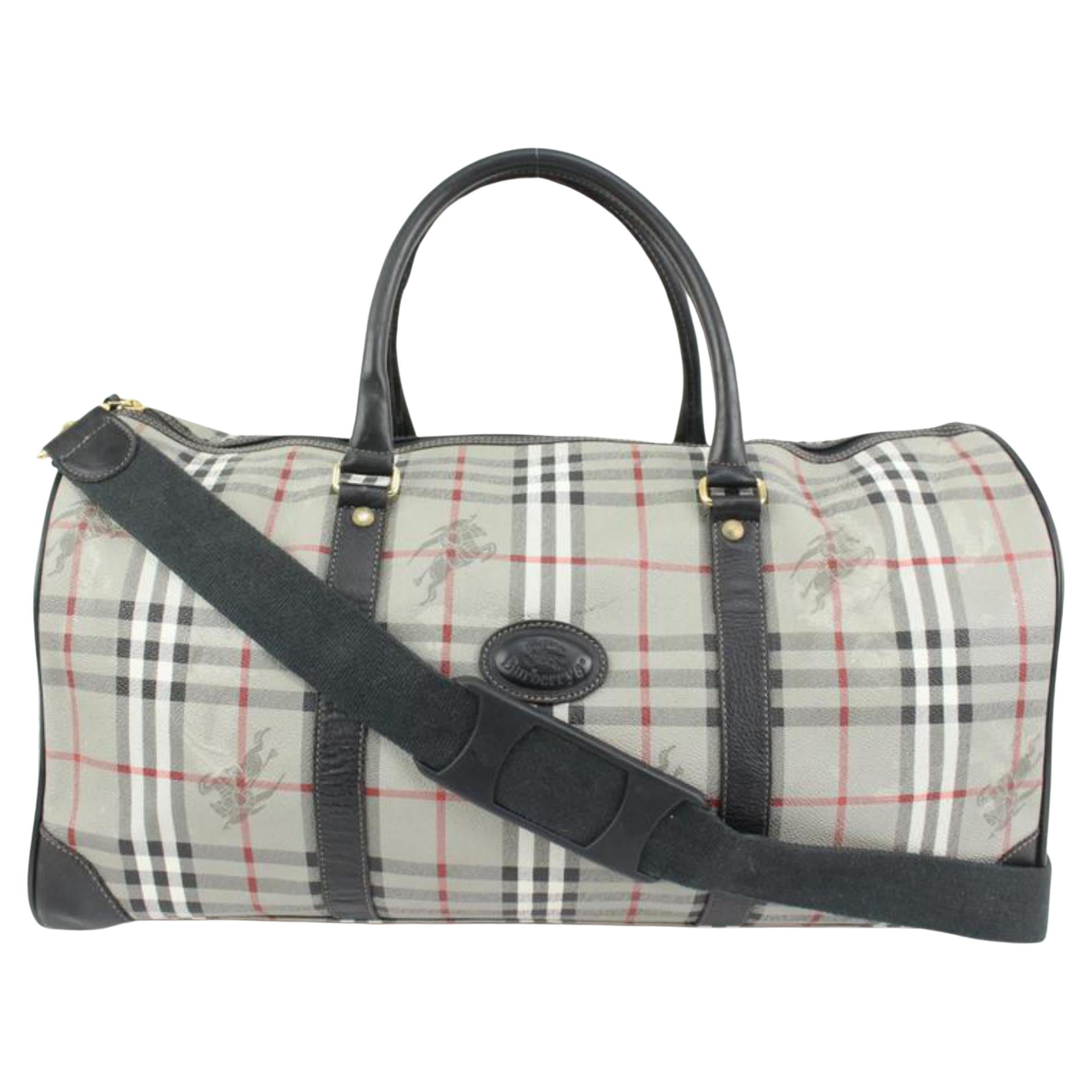 Burberry Ultra Rare Grey Nova Check Boston Duffle with Strap 68b322s