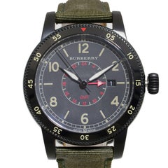 Burberry Utilitarian GMT Black Ion-Plated Steel Nylon Quartz Men’s Watch BU7855