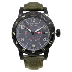 Used Burberry Utilitarian GMT Black Ion-Plated Steel Nylon Quartz Men’s Watch BU7855