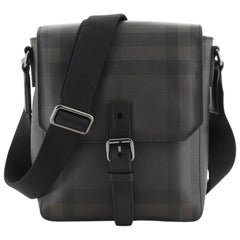 Burberry Vaughan Messenger Bag Smoked Check Coated Canvas Small