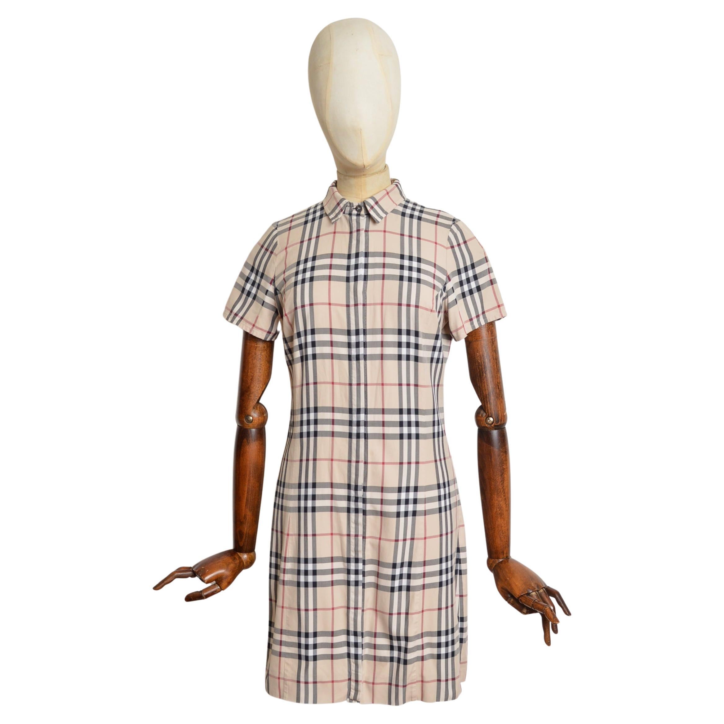 Burberry Vintage 2000
s Nova Check Tartan Short Sleeved Mini shirt Dress