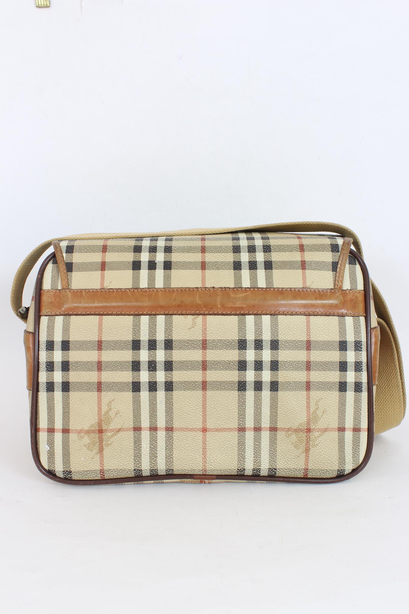 Burberry Vintage 80s Beige Leather Check Trunk Bag 1
