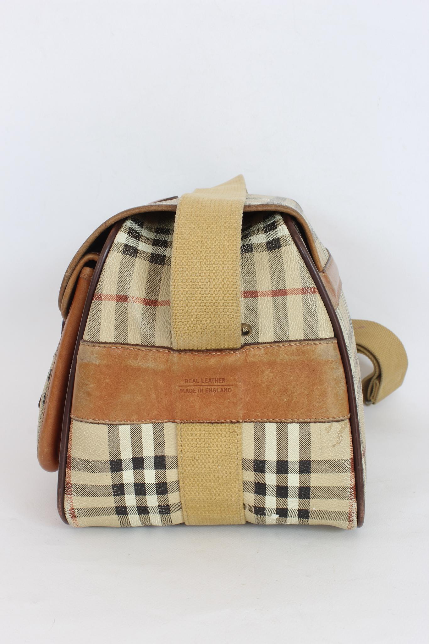 Burberry Vintage 80s Beige Leather Check Trunk Bag 2