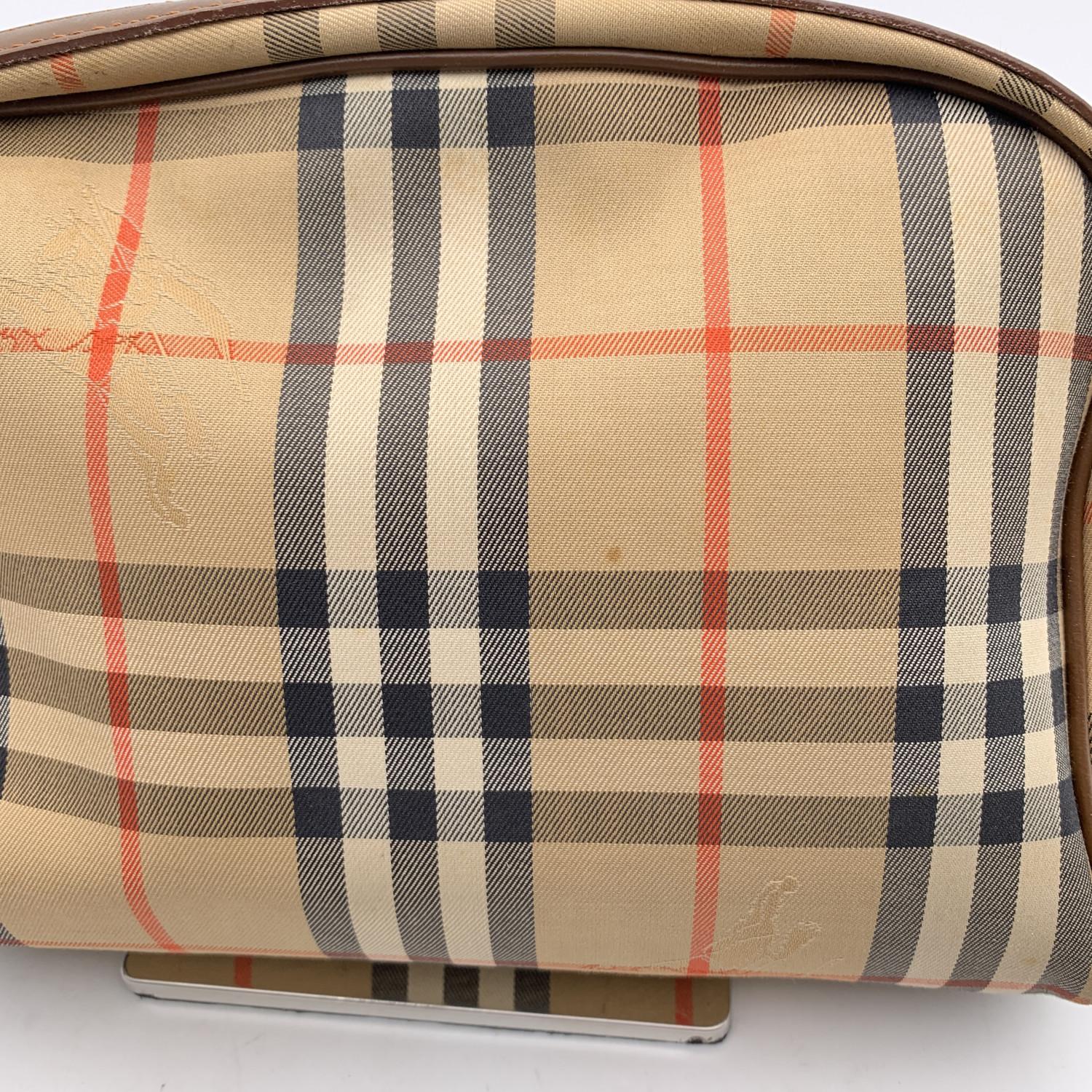 Burberry Vintage Beige Check Canvas Camera Messenger Bag 1