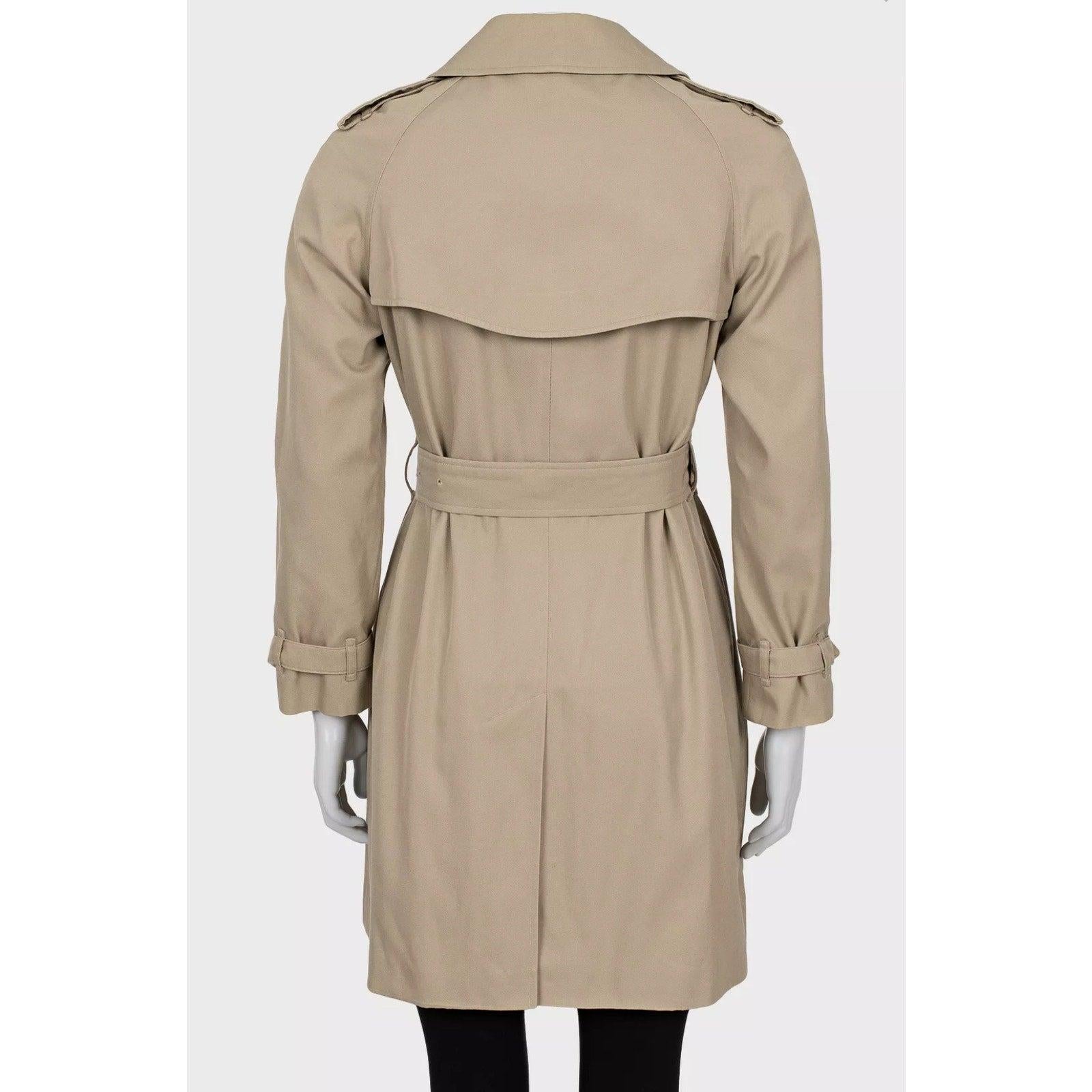 Burberry Vintage Beige Double-Breasted Trench Coat Sz.S In condizioni buone a Krakow, PL