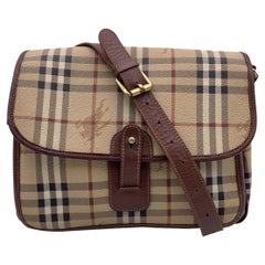 Burberry Vintage Beige Nova Check Canvas Crossbody Messenger Bag aus Segeltuch