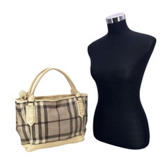 Burberry Vintage Beige Nova Check Canvas Smoke Tote Shoulder Bag