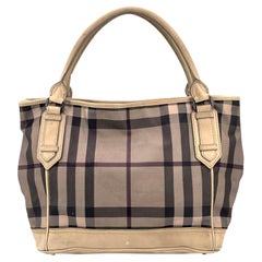 Burberry Vintage Beige Nova Check Canvas Smoke Tote Shoulder Bag