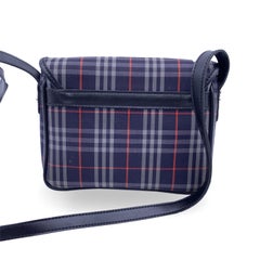 Burberry Vintage Blue Check Canvas Shouder Messenger Bag