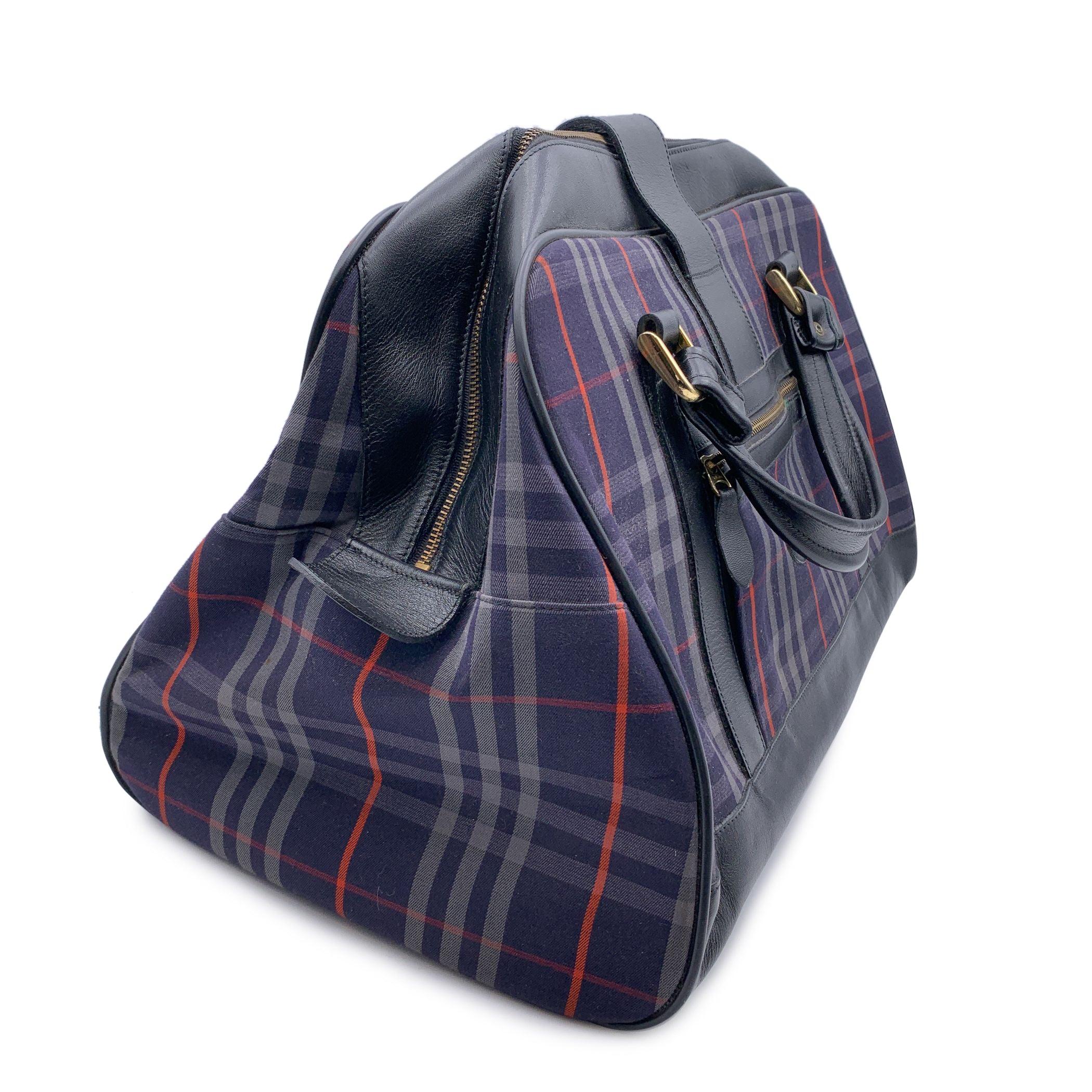 Women's or Men's Burberry Vintage Blue Haymarket Canvas Check Carry On Travel Bag